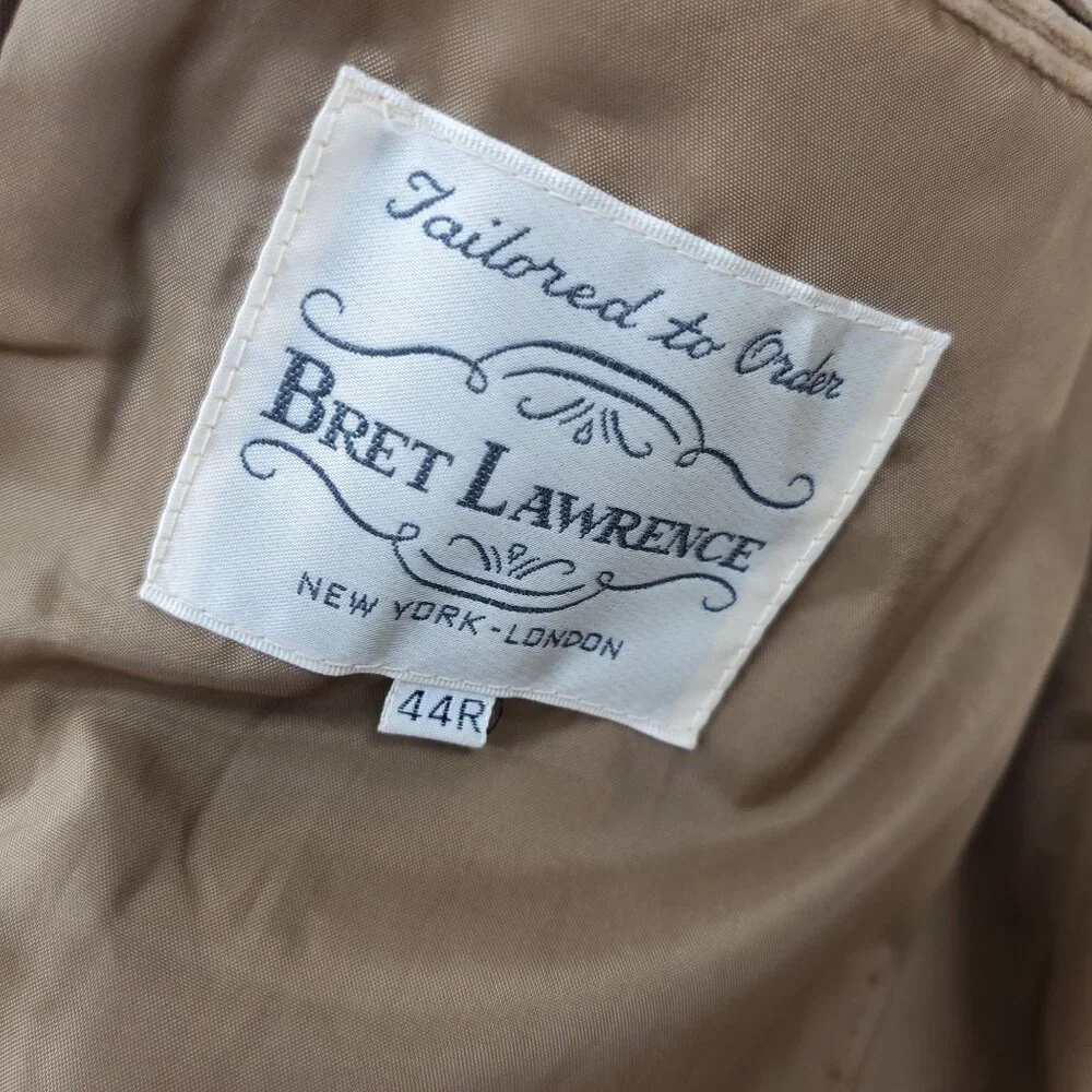 Bret Lawrence Tailored Brown Corduroy Elbow Patch Men's Blazer‎ Suit Jacket 44 R